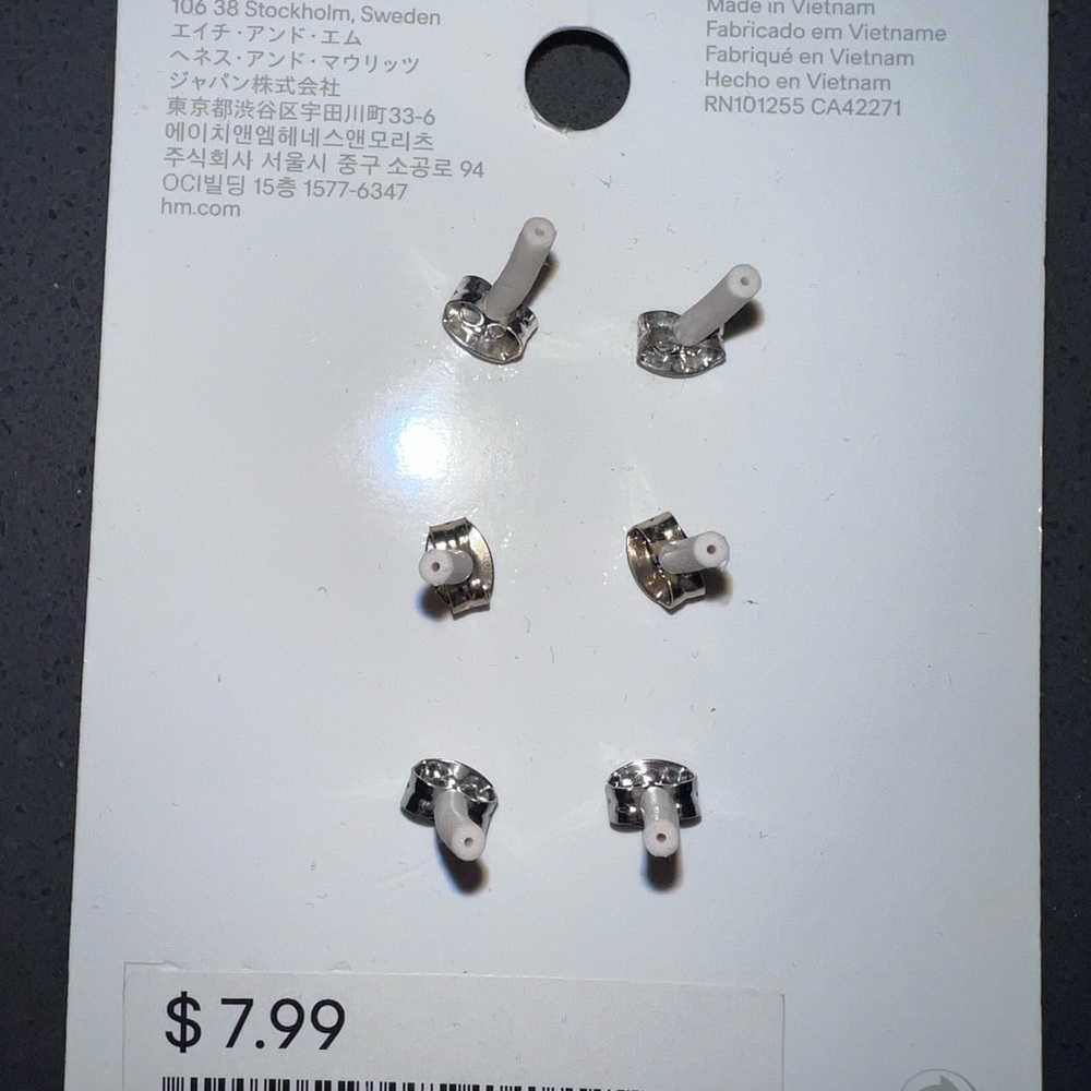 H&M Floral Crystal Stud Earring Set - Gold, Silver, Gunmetal - Picture 2 of 2